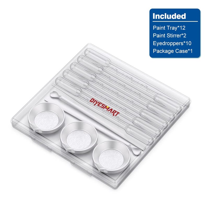 DIYESMART 12 قطعة من صينية الطلاء، قطعتان من محرك الطلاء و10 قطع من قطرات ماصة 3 مل مناسبة لطلاء البخاخة، نموذج رسم فني يدوي الصنع، أدوات بناء الطلاء هواية خفيفة الوزن - Image 3